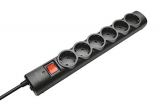 Trust 21059 – Regleta de Seis Tomas con protección de sobretensiones, Negro