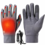 icyant USB Guantes Calefactables, 3 Guantes de Temperatura Ajustable Impermeables Guantes Invierno Guantes Eléctricos Calefactables con Dedos Completos para Outdoor Ciclismo Senderismo paseo, gris,