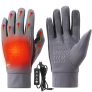 icyant USB Guantes Calefactables, 3 Guantes de Temperatura Ajustable Impermeables Guantes Invierno Guantes Eléctricos Calefactables con Dedos Completos para Outdoor Ciclismo Senderismo paseo, gris,