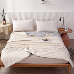Qucover Edredón Cama 90, Edredón Verano en Algodón y Microfibra Fino 150x200cm, Cubierta Refrescante de ARC-Chill Ligero y Suave, Manta Cama 90 Cobija Reversible Beige y Gris