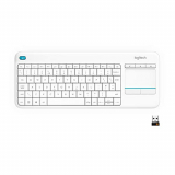 Logitech K400 Plus Teclado Inalámbrico con Touchpad para Televisores Conectados a PC, Teclas personalizable Multi-Media, Windows, Android,Ordenador/Tablet, Disposición QWERTY Español, Blanco