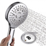 GOAMZ Alcachofa de Ducha con Manguera 1,5m, Alcachofa de Ducha Grande Presione para Cambiar 6 Modos ,Alcachofa de Ducha Alta Presion,Juego de Manguera Ducha de Acero Inoxidable (Cromo)