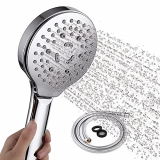 GOAMZ Alcachofa de Ducha con Manguera 1,5m, Alcachofa de Ducha Grande Presione para Cambiar 6 Modos ,Alcachofa de Ducha Alta Presion,Juego de Manguera Ducha de Acero Inoxidable (Cromo)