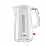 Bosch Hogar HERVIDOR Agua Bosch TWK3A011 2400W,1.7Ltr, 2400 W, De plástico, Acero Inoxidable, Blanco