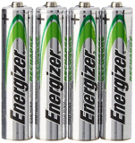 Energizer – Pilas Recargables Accu Recharge Universal 500 mAh HR03 AAA, 4 Pilas, Plata