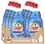 Fairy Ultra Poder Extra Higiene Lavavajillas Líquido a Mano, 4L (X 500 Ml), Aroma a Eucalipto, Azul, 8 Unidades