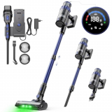 EUARY Aspiradora sin Cable,33kpa Escoba Aspiradora sin Cable Potente,Autonomía 60 Min Batería Extraíble,Aspirador Vertical sin Cable para Hogar Suelos Alfombras Pelo De Mascotas