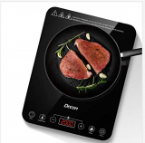 Placa de inducción de 2000 W, portátil con superficie de cristal negro, 10 niveles de potencia, control táctil LCD y bloqueo de seguridad, temporizador de 180 minutos