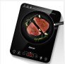 Placa de inducción de 2000 W, portátil con superficie de cristal negro, 10 niveles de potencia, control táctil LCD y bloqueo de seguridad, temporizador de 180 minutos