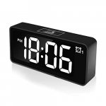 CHEREEKI Reloj Despertador Digital, Relojes de Pantalla LED de 4.6″con Alarma Dual, Puerto de Carga USB, 12/24 Horas, Brillo Ajustable, función de Despertador, 25 música