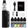 Vaper Cigarros Electronicos Manvap® Gent 7W-80W E cigarette Vape Recargable 2200mAh OLED Pantalla Box Mod – E Líquido con 5x10ml sin nicotina, Negro