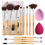 Brochas de Maquillaje, HEYMKGO 14 Piezas de Pinceles Maquillaje Veganas Ecológicas Mango de Madera Profesional con Cerdas Suaves Cepillos de Sombra de Ojos Delineador de Ojos Cepillo de Cejas