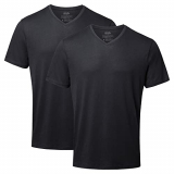 DANISH ENDURANCE Men’s Organic T-Shirt, 2 Pack, Crew Neck and V-Neck (Cuello en Pico – Negro, L)