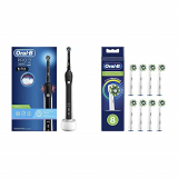 Oral-B PRO 2 2000 Cepillo Eléctrico Recargable con Tecnología De Braun + Oral-B CrossAction Cabezales de Recambio Tamaño Buzón, Pack de 8 Recambios con Tecnología CleanMaximiser