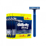 Gillette Blue II Maquinillas desechables para hombre, pack 4 x 15+5, dos hojas de afeitar, cabezal fijo