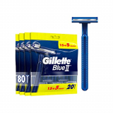 Gillette Blue II Maquinillas desechables para hombre, pack 4 x 15+5, dos hojas de afeitar, cabezal fijo