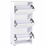 HOMCOM Armario de Zapatos Moderno Zapatero para Pasillo Entrada con 6 Estantes de Almacenaje Espacio de Exihibición Puerta Inclinada Capacidad de 18 Pares 60x26x124 cm Blanco