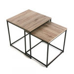 Versa Cambridge Mesa Auxiliar para el Salón, la Habitación o la Cocina. Moderna Mesilla Baja, Set de 2, Medidas (Al x L x An) 50 x 50 x 50 cm, Madera y Metal, Color Marrón