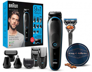Braun MGK5280 9 en 1 – Recortadora de barba, set de depilaciónpara hombre + King C. Gillette Bálsamo Barba Hombre con Manteca de Cacao, Aceite de Argán y Manteca de Karité,100 ml, Maquina cortar pelo