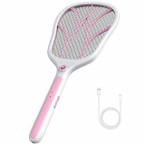 Raqueta Mosquito Antimosquitos Eléctrico, 3000V Matamoscas Atrapamoscas Mata Mosca Plagas Insectos Asesino Repelente, Zapper Fly USB Recargable mit Iluminación LED para Interior en Aire Libre