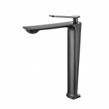 WINDALY Grifo Lavabo, Grifo Lavabo Baño alto gris cañón con una sola manija, Grifo mezclador para lavabo, latón, sin plomo