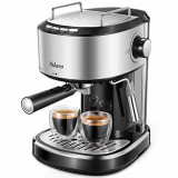 Yabano Cafetera Express para Espresso y Cappucino, 850W, 15 Bares, Vaporizador Orientable, capacidad 1.1l, Con Doble Salida