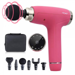 himaly Pistola de fascia,Masajeador Muscular,Masajeador con 30 Niveles Ajustables Pistola de Masaje Muscular,6 Cabezas de Masaje, para Relajación Recuperación Fatiga (rosa)