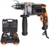 Taladro Percutor, 850W 3000RPM Taladro Eléctrico con Varios Accesorios y Maletín Portátil, Martillo Taladro 2 Funciones en 1, 360° Empuñadura Giratoria de Metal