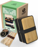 Umami® ⭐ Lunch Box Premium – 1 Recipiente 3 Cubiertos – Tupper Compartimentos Estilo Bento Box Japonés – Porta Alimentos Hermético – Sin Residuos – Microondas y Lavavajillas – Comida En Casa/Trabajo