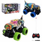 Auniq Coche Teledirigido Dinosaurios Juguetes, 1:43 Escala Coche de Control Remoto de Dinosaurio, Monstruo Dinosaurio RC Coches 4 Canales de Control Remoto Juguete para niños de 3 a 10 años (Verde)