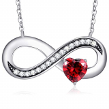 MEGA CREATIVE JEWELRY Collar Infinito Corazón Rojo Colgante para Mujer Regalo Madre Esposa Abuela Niñas Joyería Plata 925 con Cristales