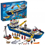 LEGO 60266 City Océano: Buque de Exploración Juguete de Construcción Flotante con 8 Mini Figuras, Tiburón y Raya Venenosa