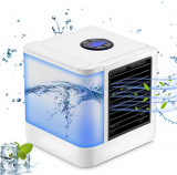 Sendowtek acondicionador de aire personal, mini ventilador de sobremesa 3 en 1 a prueba de fugas, refrigerador personal silencioso con LED de 7 colores y 3 velocidades