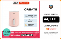 CREATE IKOFRY Freidora de aire sin aceite 1,5L 900W, hasta 200°, Pantalla LCD, Libre de BPA, envíos desde España|Freidoras eléctricas|