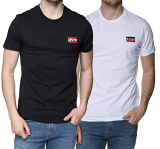 Levi’s 2pk Crewneck Graphic Camiseta, Multicolor (2 Pack Sw White/Mineral Black 0000), Medium (Pack de 2) para Hombre