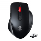 Ratón inalámbrico Grande, INPHIC 2.4G Ratón ergonómico 6 Botones para computadora portátil Mac, 800-2400 5 Niveles de dpi Ajustables, 24 Meses de duración de la batería, Negro