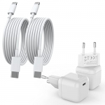 20W Cargador USB C GAN,Cargador Tipo c Carga Rapida Tener Cable-Lightning 6 Pies Compatible con iPad/iPod/Phone 14/13/12/11 etc.[4-Pack] (Blanco)