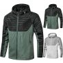 YOYHX Chaqueta impermeable para hombre Impermeable de secado rápido al aire libre Cortavientos con cremallera informal a prueba de viento con capucha