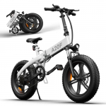 Bicicleta eléctrica Plegable ADO A20F 250W, Bicicleta Recargable de aleación de Aluminio, Carga máxima 120 KG, Llanta Gruesa Todoterreno de 20 * 4,0 Pulgadas (Blanco, 20 * 4,0 Pulgadas)