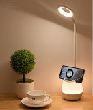 JanPraci Lámpara Escritorio LED, Flexo LED Escritorio con Panel Táctil, 3 Niveles de Brillo y 5 Colores de Luces(Luz Nocturna), Recargable USB Cuidado Ocular Lámpara para Estudiar