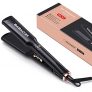Babacom Planchas del Pelo, Plancha Pelo Placa Ancha 1.5″ con Temperatura Ajustable 130-230℃, LCD Digita y Calentador PTC, Plancha de Pelo Profesional 2 en 1 para Todo Tipo de Cabello, Negro Ateniense