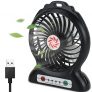 HZD Ventilador USB,3 Velocidades Ajustables Silencioso Portátil Mini Ventilador,Con batería recargable y cable USB,También energía móvil,para Coche/Viajes/Oficina/Hogar/Viajes/Fitness (Negro)