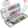 HSTOP Funda Compatible con Nintendo Switch/Switch OLED, Switch/Switch OLED Estuche Rígido de Almacenamiento Duradero Prueba de Golpes para Consola Nintendo Switch/Switch OLED y Accesorios-Blanco