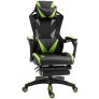 Vinsetto Silla Gaming Ergonómica Silla de Escritorio para Oficina Ajustable Altura con Respaldo Regulable Almohada Lumbar Reposapiés Retráctil 65x70x117-125 cm Verde