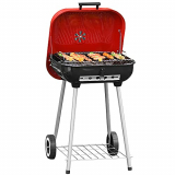 Outsunny Barbacoa de Carbón Picnic con Ruedas y Estante Parilla de Carbón Vegetal BBQ Jardín Exterior Ahumador Parilla Acampada 45×47.5x70cm