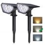 Ankway Solar Foco LED Lámpara Exterior Paquete de 2, Luz del césped IP67 Impermeable al Aire Libre para la iluminación del Paisaje Terraza, Jardín, Césped, Patio, Caminos