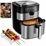 Hoepaid Freidora de Aire Sin Aceite 5.5L, Pantalla Digital LED, Ocho Modos Preestablecidos, PantallaTáctil y Perilla en Uno, Adecuada para Oficina, Hogar o Fiesta, Freidora de Aire Caliente de 1750 W