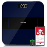 Sinocare Báscula de Baño Wireless Báscula Baño Digital Inteligente de Medición Precisacon Pantalla LED, Monitores de Peso Corporal Máximo 180kg para Andriod y iOS