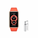Huawei Band 6 – Pulsera de actividad con monitorización de Oxígeno en sangre (SpO2) 24horas y Adaptador USB-C, Pantalla FullView de 1.47 pulgadas, Batería para dos semanas, Naranja