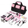 WORKPRO 106 piezas Juego de Herramientas,Kit de Herramientas para el Hogar con Bolsa Rosa, para Bricolaje y Reparaciones Diarias, Ideal para Esposa Novia Chicas
